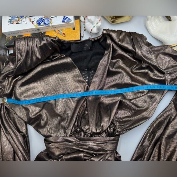 🆕 BRONX & BANCO 🧿 NWOT Bellerose Ruffled Mini Dress, Metallic - Sz M / US 6 - Picture 15 of 15